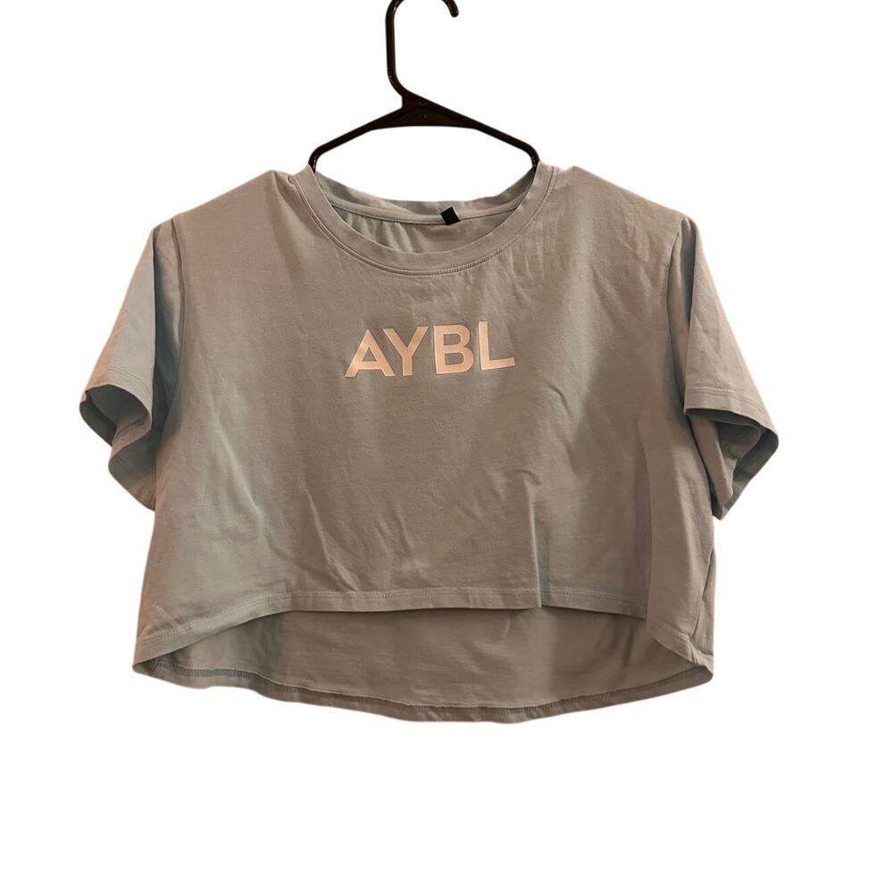 AYBL Blue Short Sleeve Cropped Athletic Workout T-Shirt Women Sz M